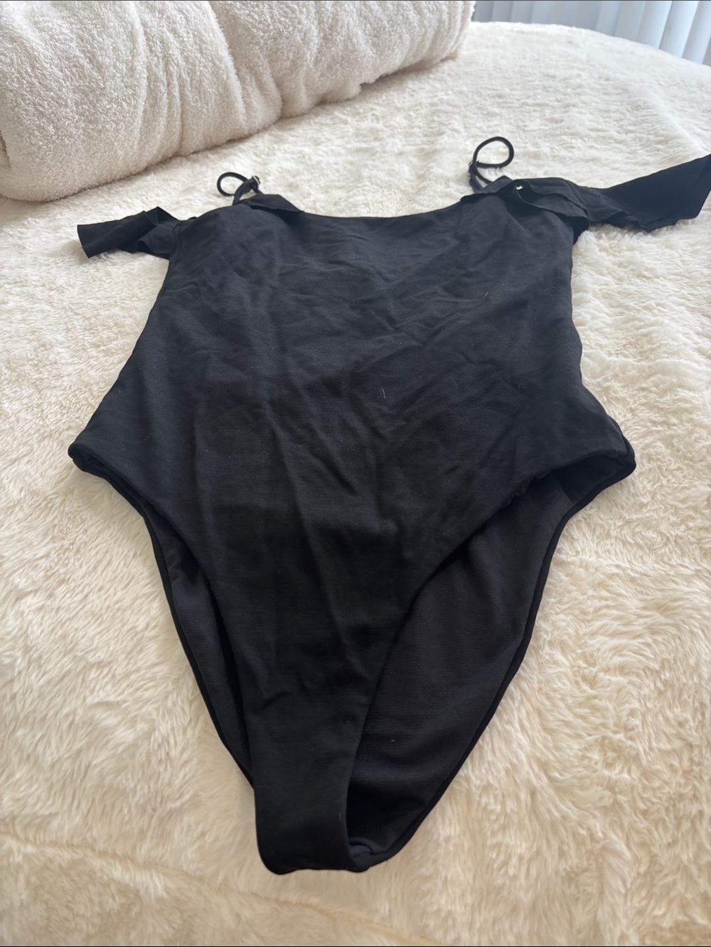 LPA Black Kids One-Piece Swimsuit with Tie Shoulder Straps